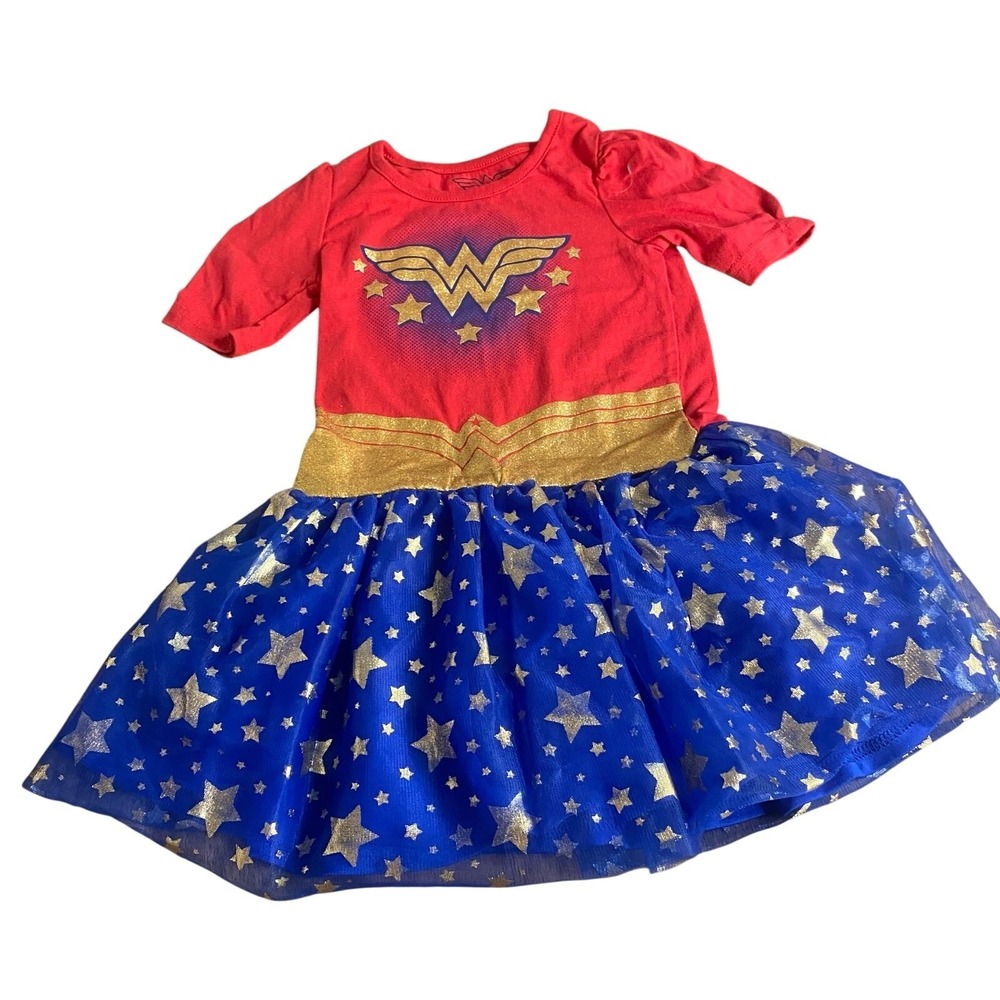 Wonder Woman gold star‎ short sleeve red logo tutu dress SIZE 5T